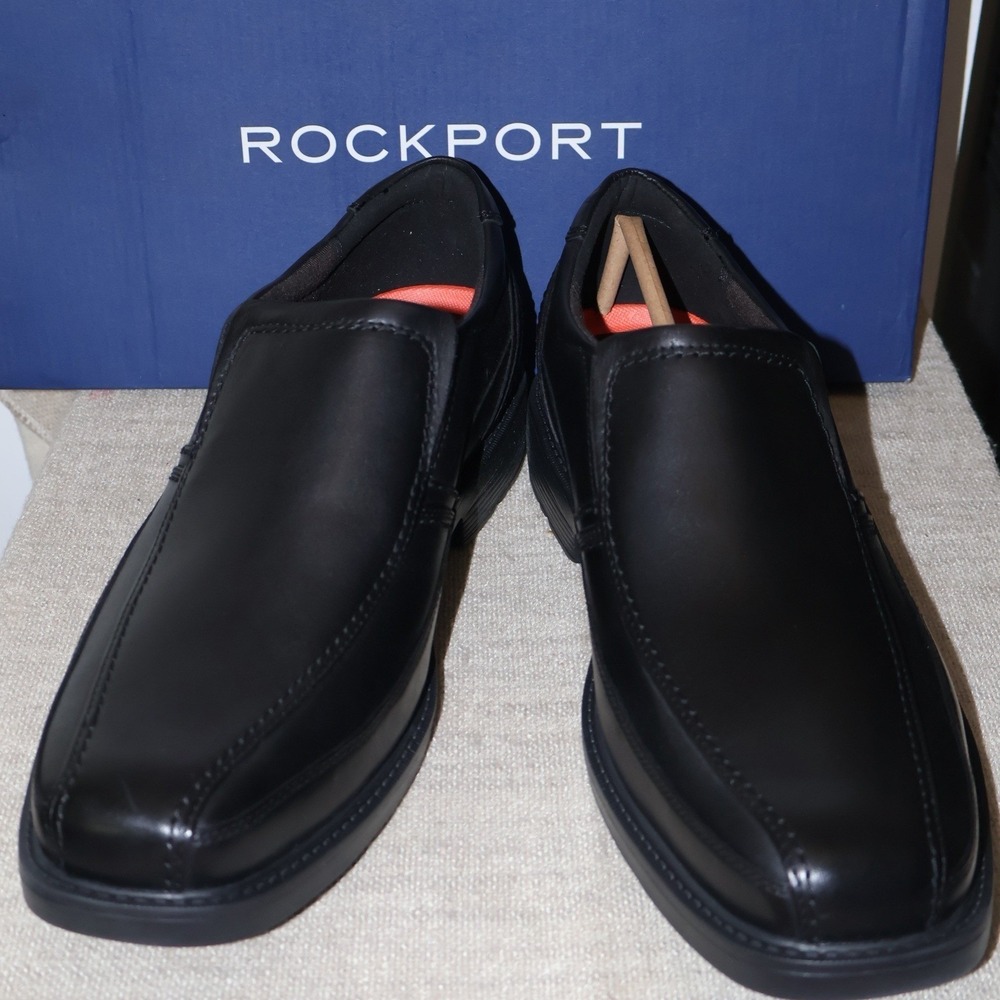 Rockport Mens Loafer Size 13M Black Leather Slip On Lightweight Comfortable